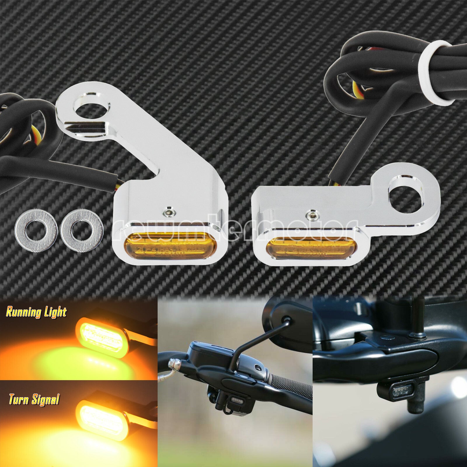 2X Chrome LED Turn Signal Indicator Running Light Fit for Harley Touring Softail Q