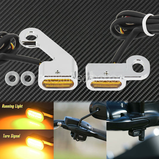 2X Chrome LED Turn Signal Indicator Running Light Fit for Harley Touring Softail Q