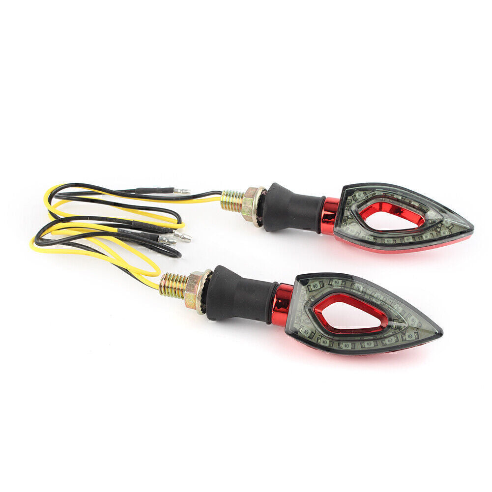 2x Motorcycle LED Turn Signal Lights Indicator Blinker Bolt-on Amber Light Red