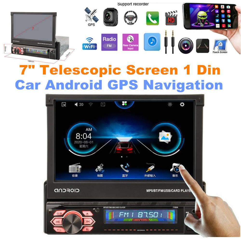 7-inch and 1-inch retractable car screen Android navigation device with video MP5 player - n