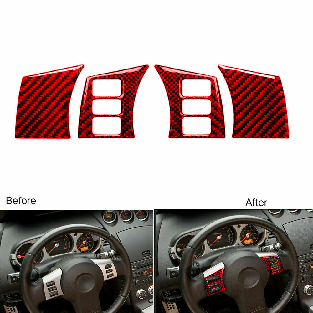 Carbon Fiber Steering Wheel Panel Cover Trim Fit for Nissan 350Z 2003-09