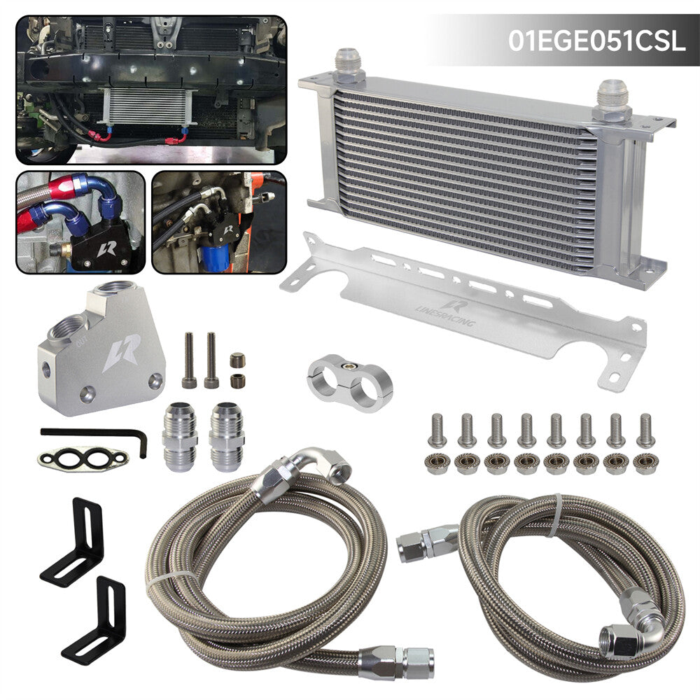 16 Row Engine Oil Cooler Kit For LS1 LS2 LS3 LS6 LS7 4.8L 6.0L 6.2L GM CK Silver