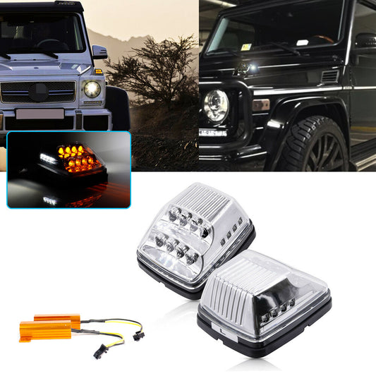 For 1990 - 2018 for Mercedes W463 G-Class Transparent Front Fender Turn Signal Marker LED Light - v