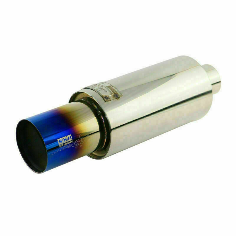 1x 2 ID 3.5 OD Rolled Straight Exhaust Muffler Tip 4.5 Body Resonator HPJ