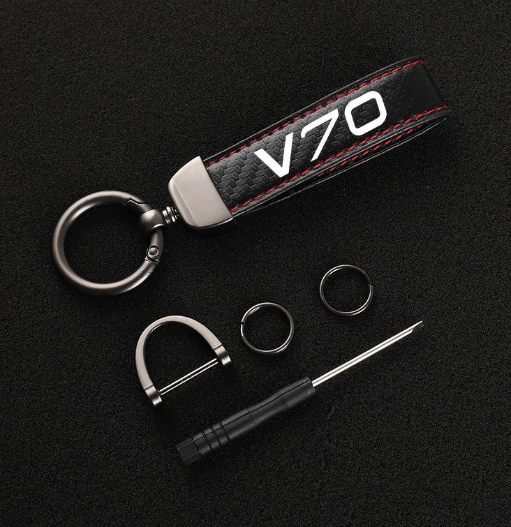 Suitable for V70 car keychains, key rings, key fobs, car accessories, black and red.
