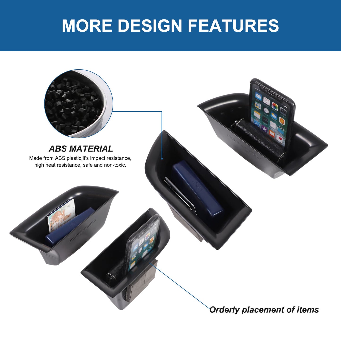 2-Piece Rear Side Door Handle Storage Box Tray for Kia Sorento 2016-2019 n