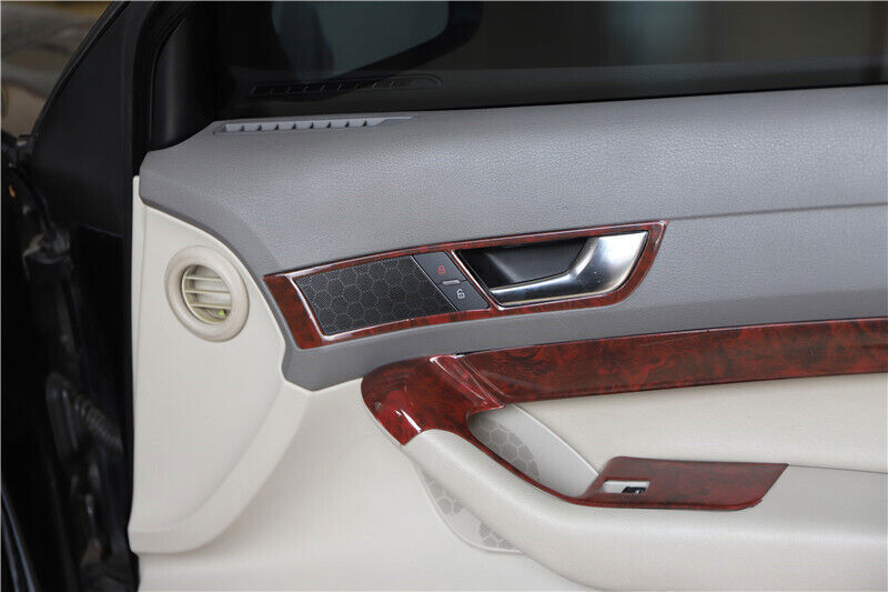 for Audi A6 2008-2011 Brown Wood Grain Inner Door Horn Ring Frame Cover Trim 2P