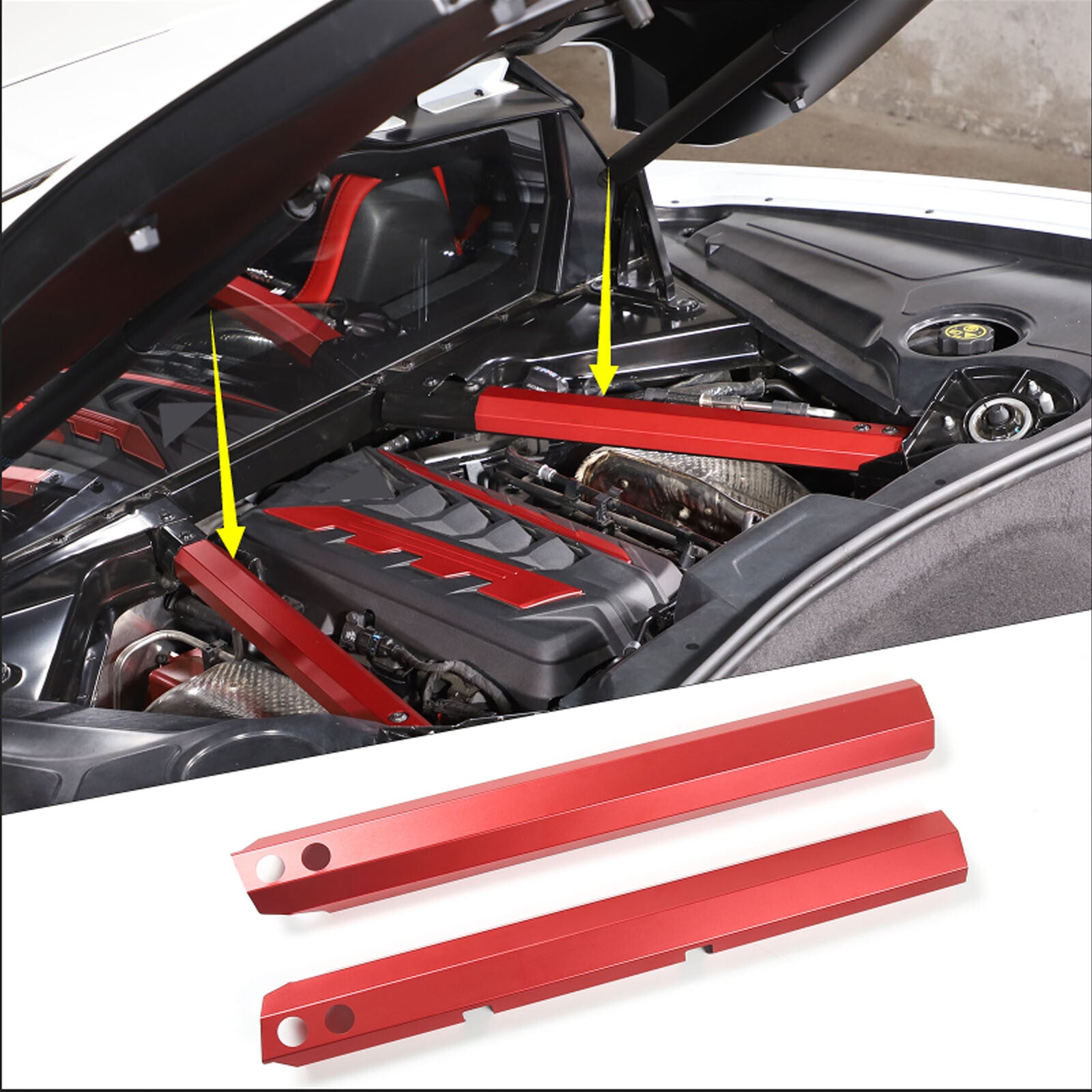 for Corvette C7 2014 - 2019 Door and Window Trim Trim Carbon Fiber Red 2 pcs- v