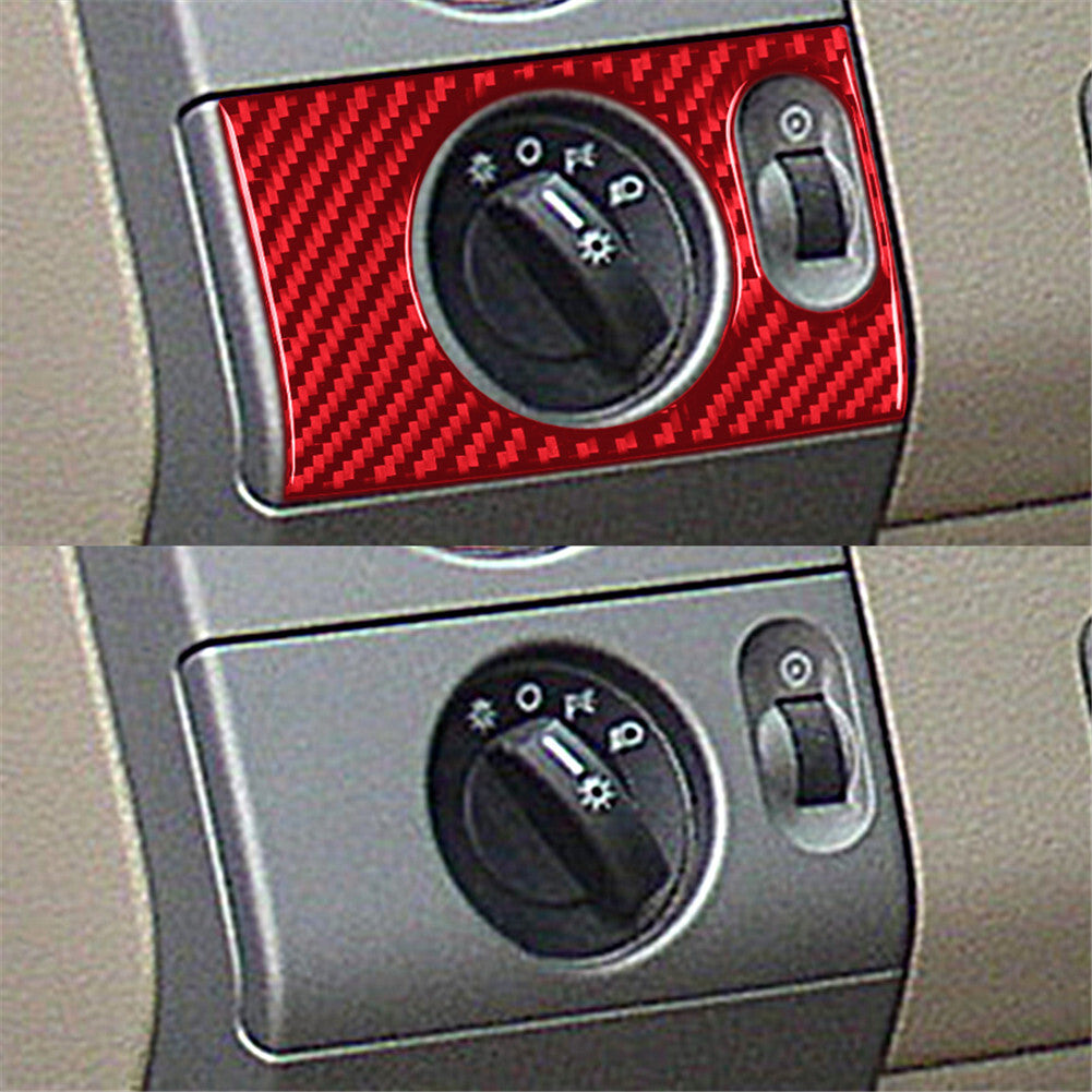Carbon Fiber Interior Headlight Control Cover Trim for Ford F-150 FX4 04-08 Red