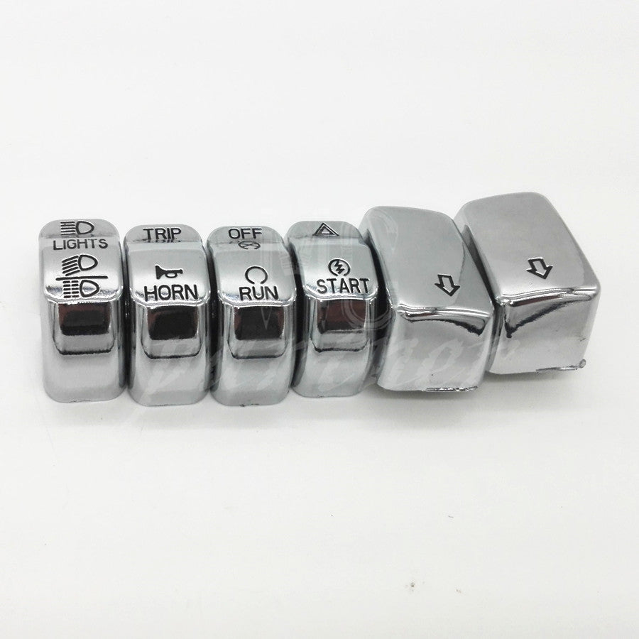 6pcs Chrome Hand Control Switch Button Cap for Harley Softail 2011-2015 Q