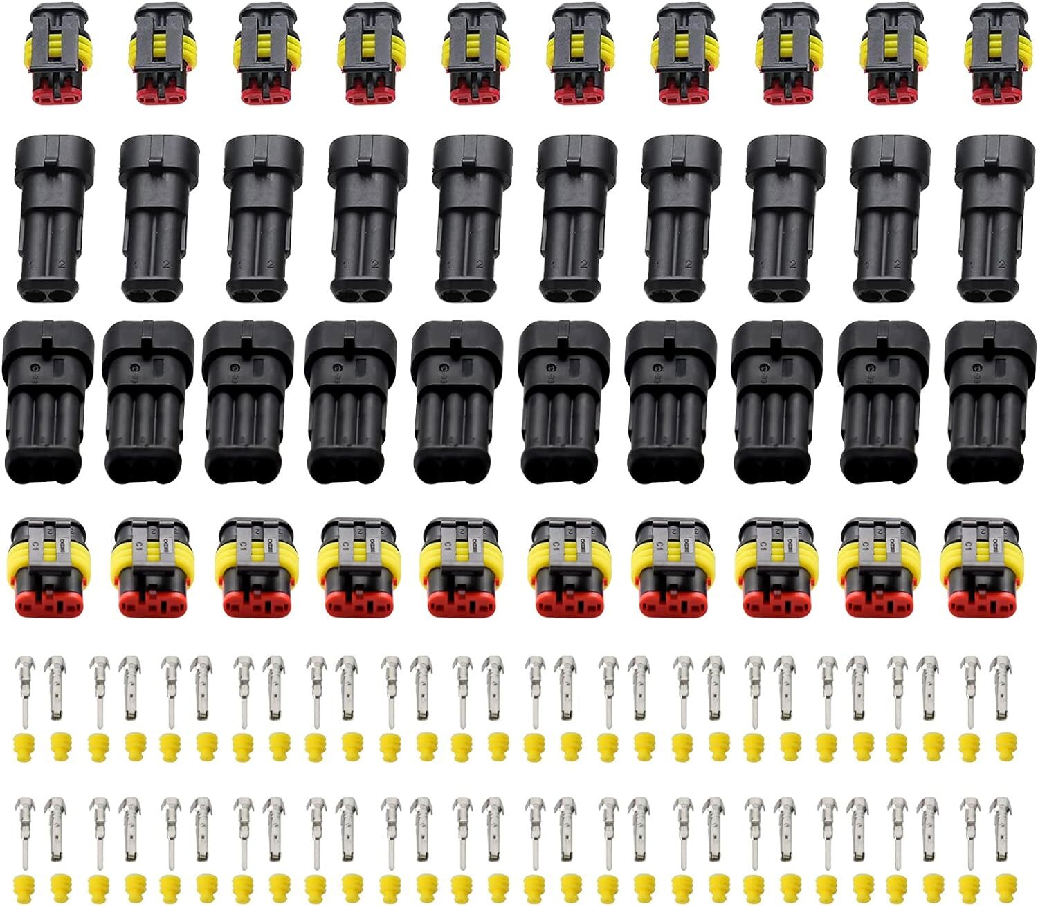 20-Pack 2 & 3-Pin Connector Plugs for Automotive Electrical Connectors (3 Wires) n