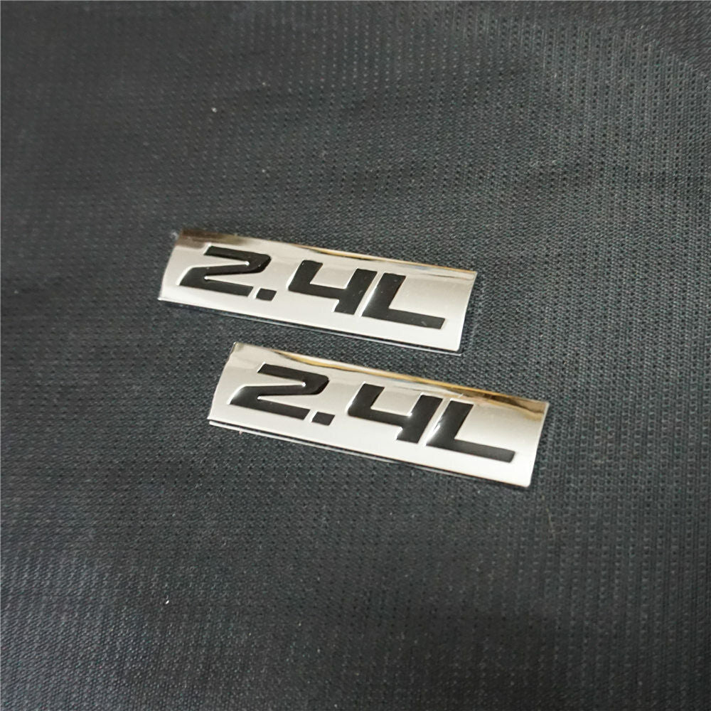 2x Chrome Black 2.4L Metal Sticker Decal Badge Emblem Limited Engine Car Auto 3D