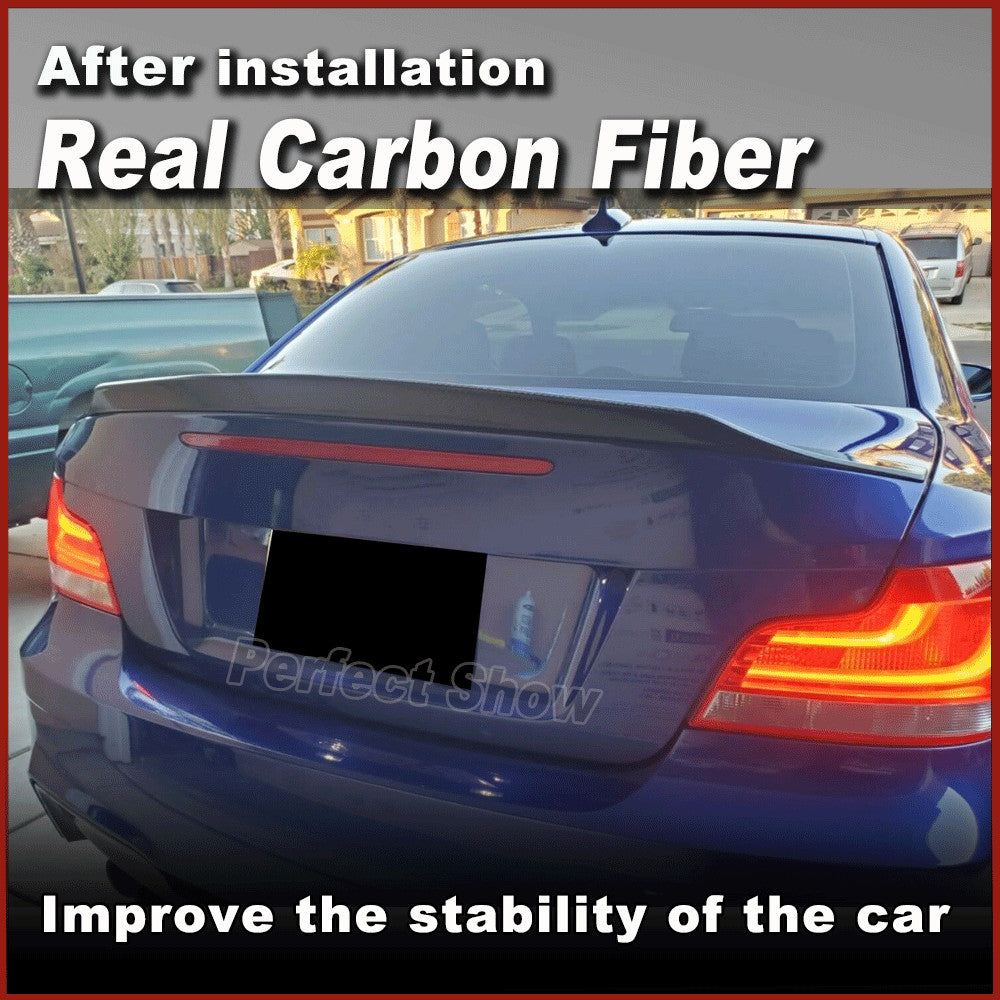 REAL CARBON Rear Trunk Spoiler Boot Wing Lip for BMW 1Series E82 1M Coupe 07-12