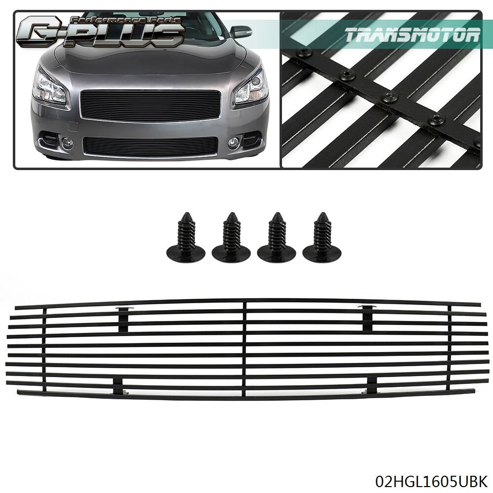 Fits 2009 - 2014 for Maxima 4 Door Upper Bumper Black Billet Grille Insert - v
