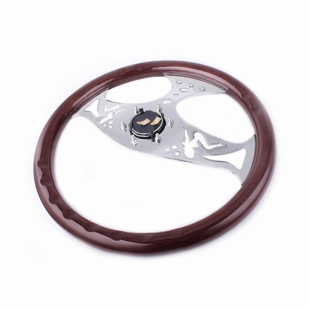Racing Classic Wood Grain Deep Dish with Hollow Angel Steering Wheel 380mm 15