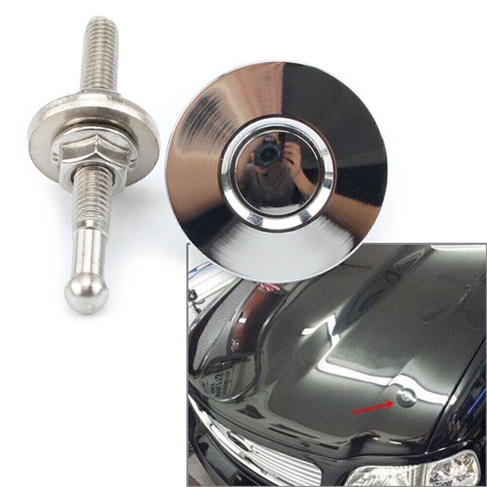 Car Push Button Quick Release Hood Bonnet Pins Lock Clip Bumper Latch Kit Silver