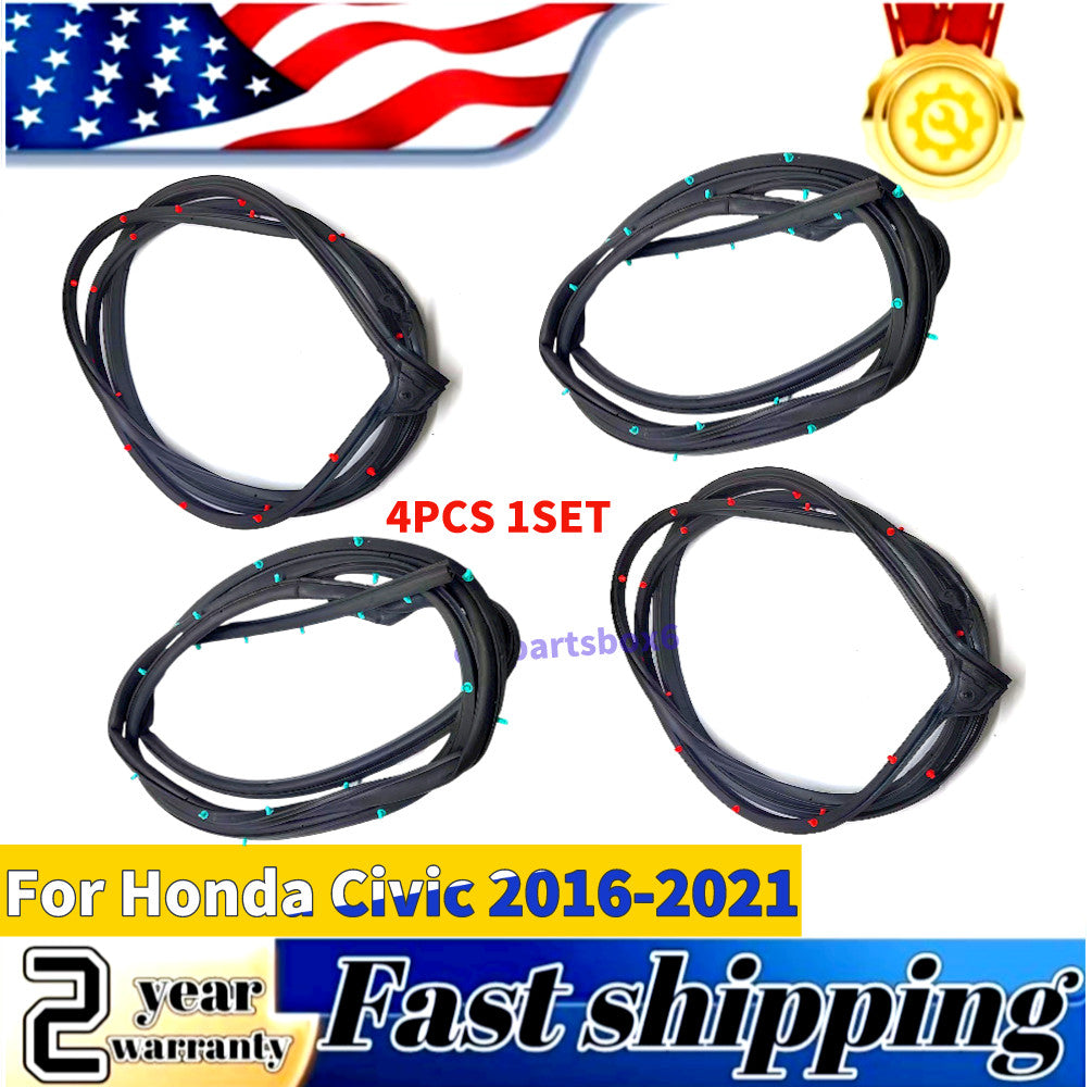 4-Piece Door Weatherstrip Sliding Washers for Honda for Civic 2016 - 2021