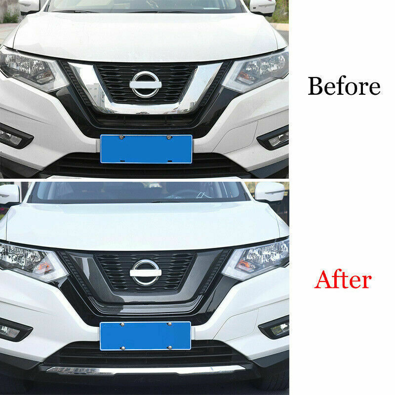 for Nissan Rogue 2017-2020 Carbon Fiber ABS Front Mesh Grille Grill Cover Trim1