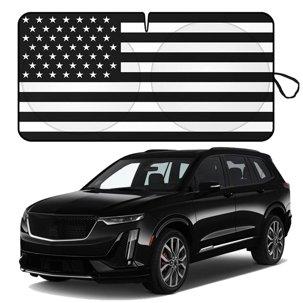 Suitable for Cadillac accessories, American flag car windshield sunshade, front UV shield - n