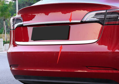 Stainless Rear Door Trunk Lid Tailgate Strip Trim 2x 18-21 For Model 3 B n