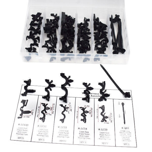 54pcs Car Body Wiring Harness Fastener Routing Clips Durable US v