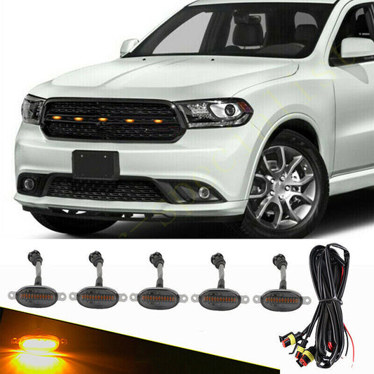 for Dodge Durango 2002-2021 Front Grille LED Lights Style Grill Smokey