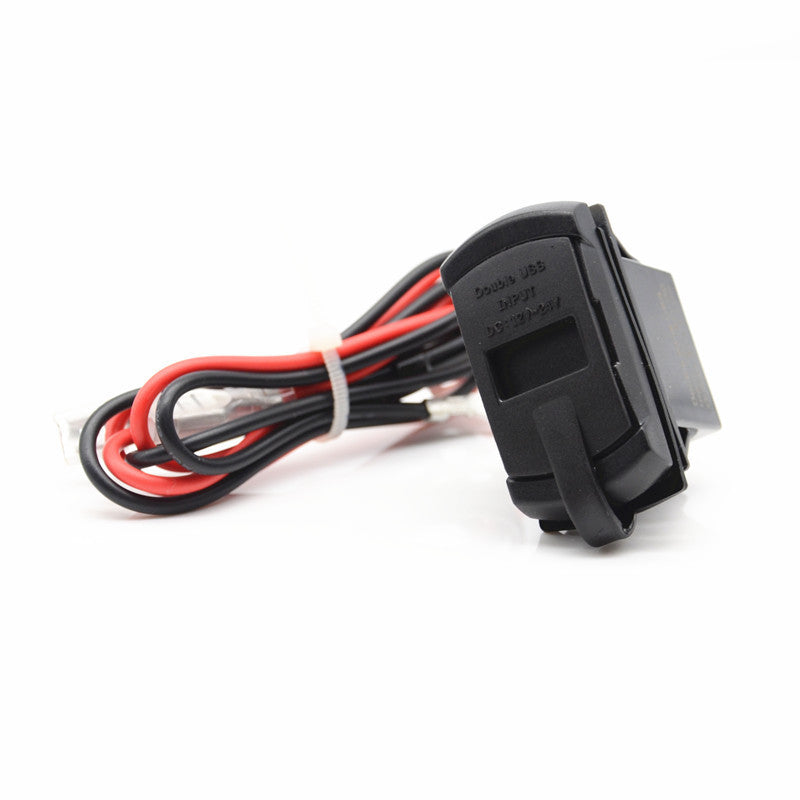 1Pcs Car Dual USB Marine Boat Jack Power Socket Charger Red LED Voltmeter Adapte