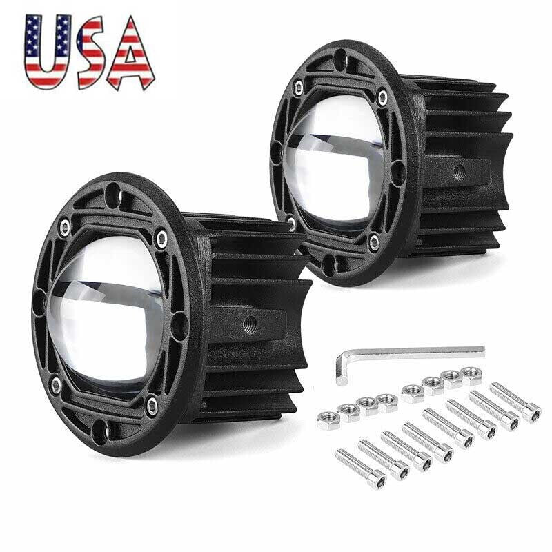 2x 3inch Round Flush Mount LED Pods Work Light Offroad Spot Driving Yellow+White