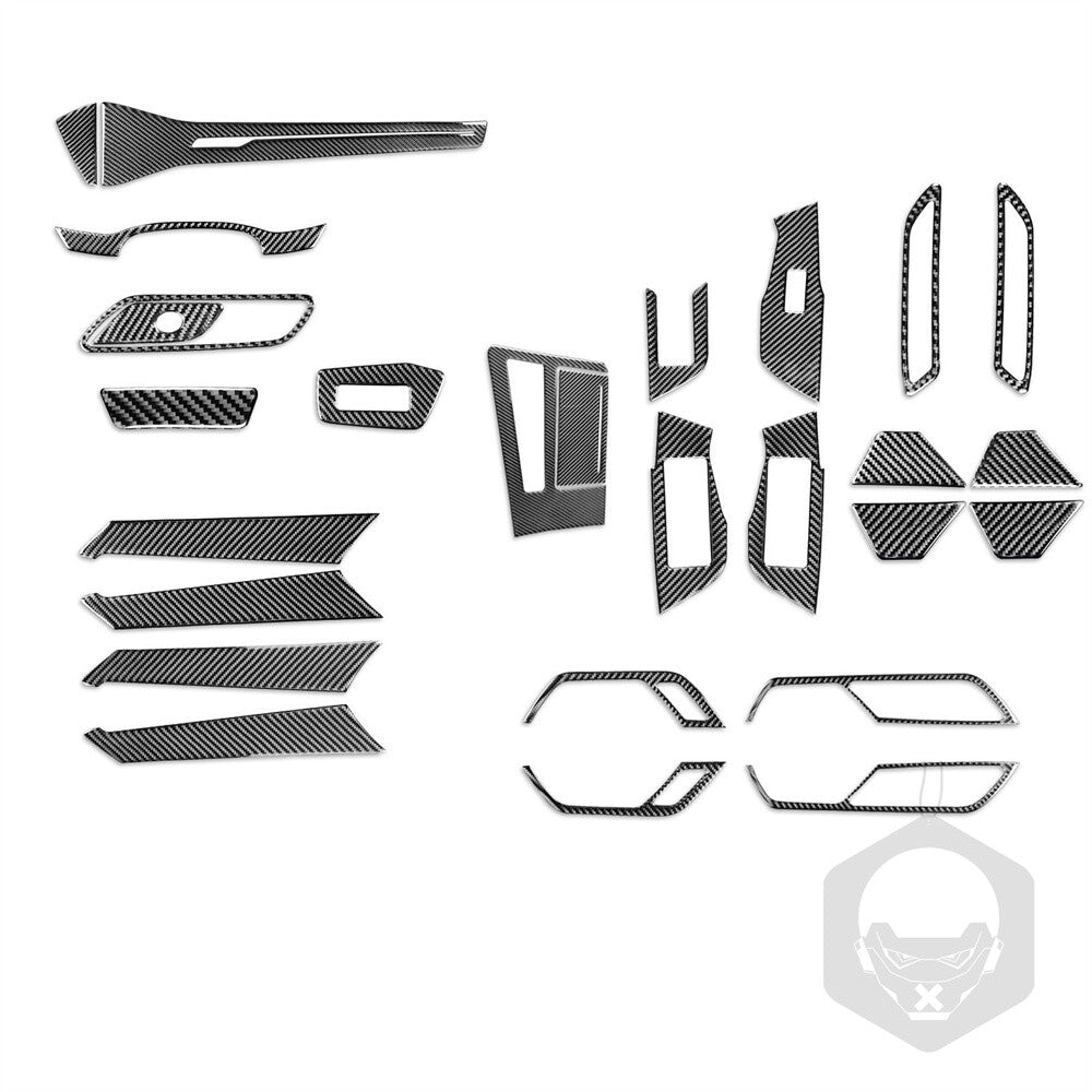 27PCS Soft Carbon Fiber Dashboard Interior Set Kit Trim for Audi A6 C8 2019-2022