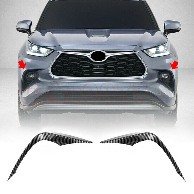 for Toyota Highlander 2020-23 Carbon Front bumper Fog Lights Eyebrow Wind Knife