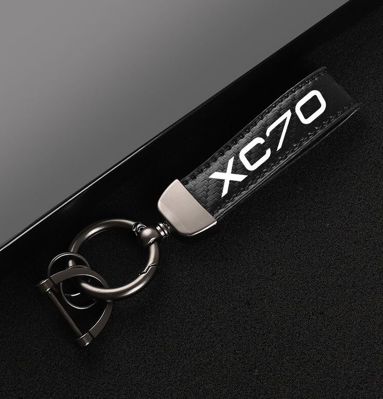 Dark brown leather horseshoe buckle for Audi Q5 car keychains/key rings.