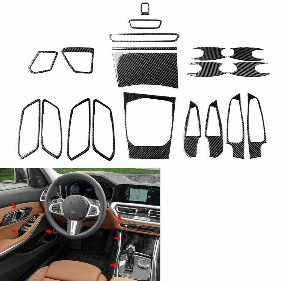 20-piece carbon fiber interior trim cover set suitable for BMW 3 Series G20 (2019-2020)