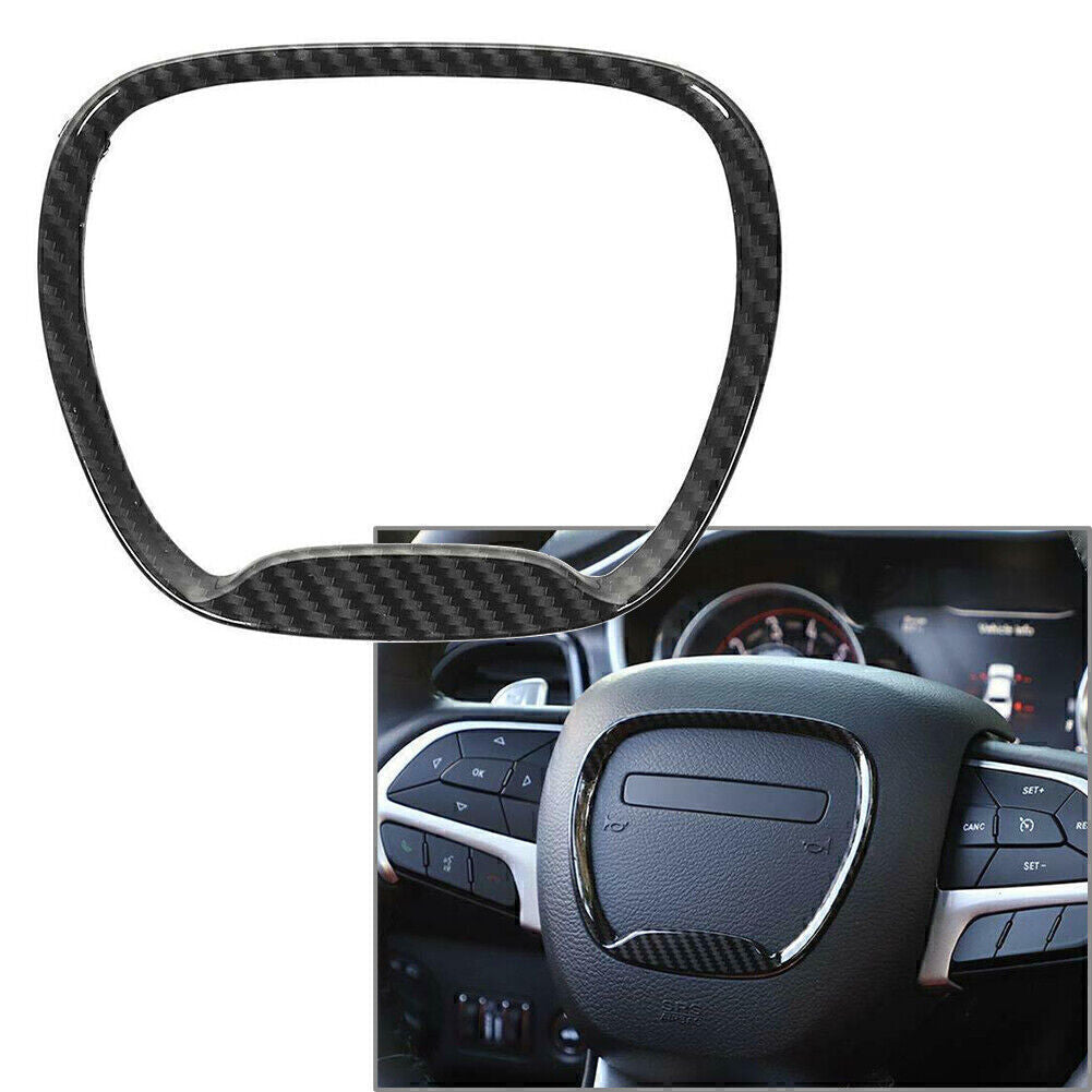 Black Carbon Steering Wheel Center Trim Ring Fit for Dodge for Challenger /Charger 15-19