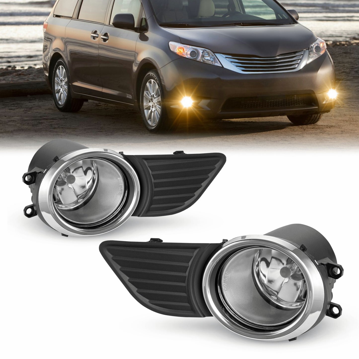 Fits 2011 - 2017 for Sienna Front Bumper Fog Light 1 Pair Left and Right - v