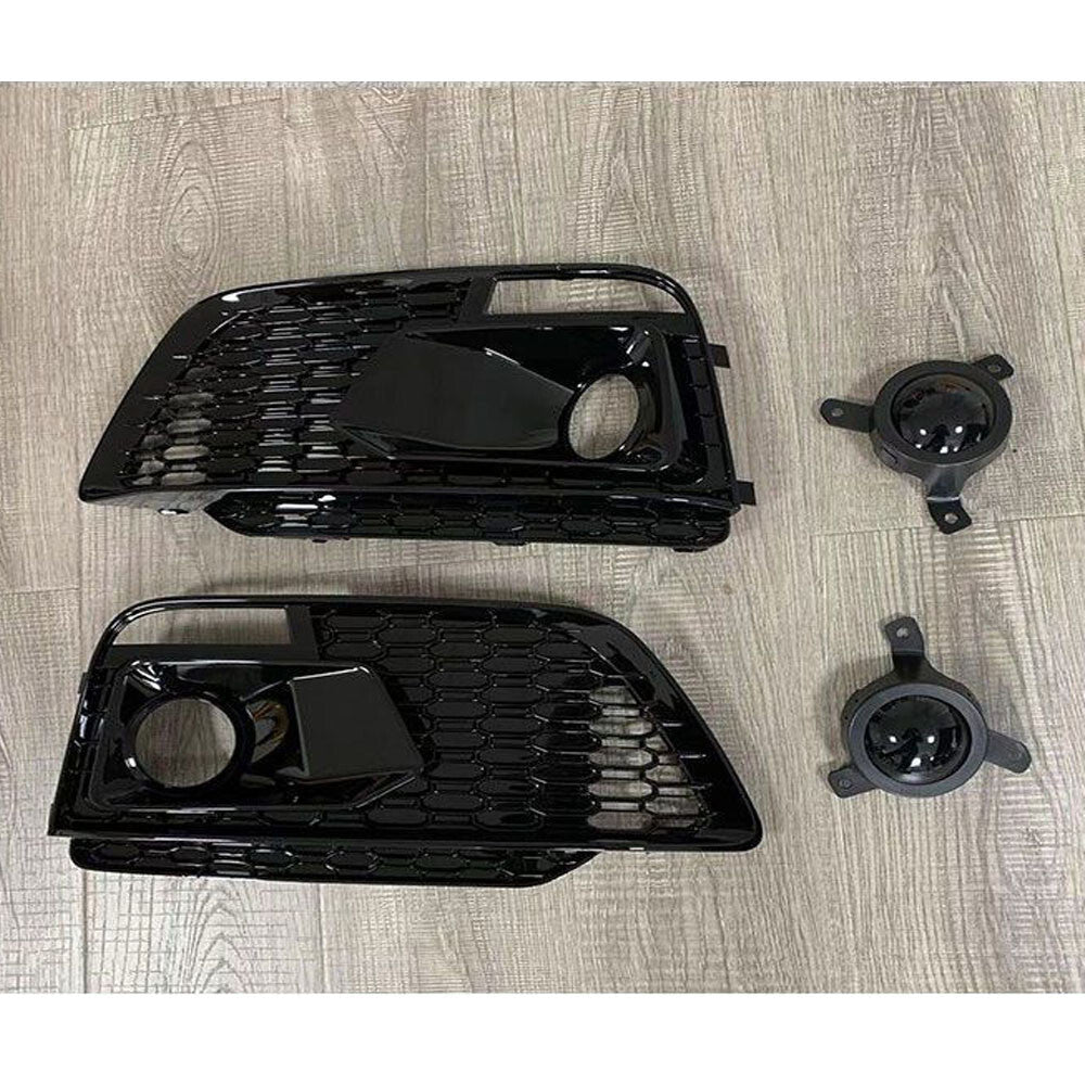 Fit for Audi Q5 2018 19 2020 Front Bumper Fog Light Grill Cover W/ ACC All Black