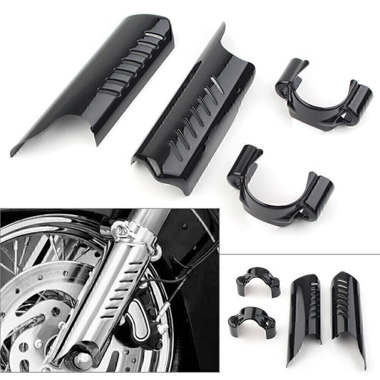 Black Fork Lower Leg Deflectors Shield Cover Fit for Harley Softail Dyna FL FXSTB