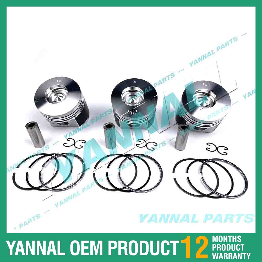 3-piece piston with piston rings + 0.5 mm for Kubota D1803 engine (oversized)