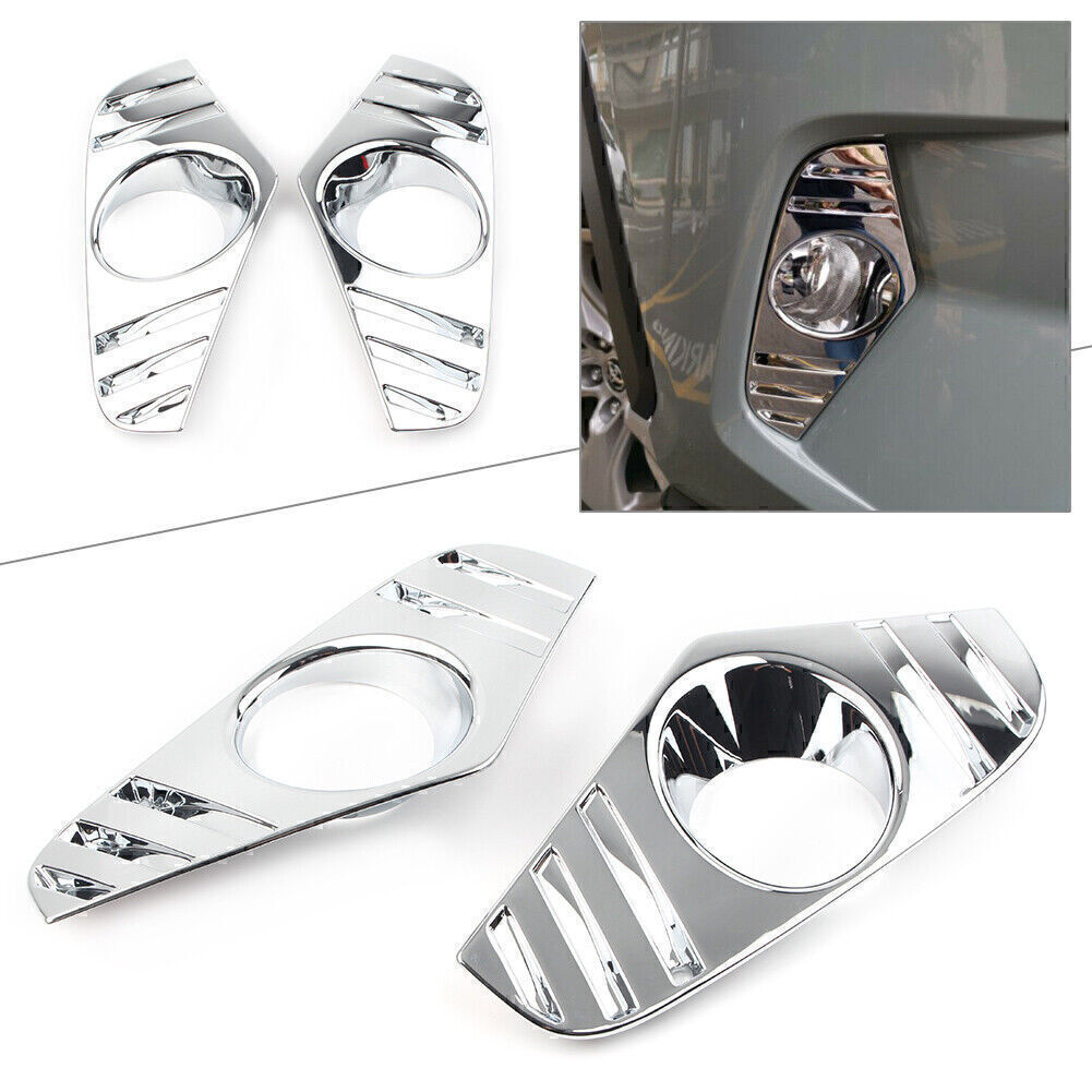 2X Front Fog Light Lamp Cover Trim Garnish Chrome Fit for Toyota New RAV4 2019 2020