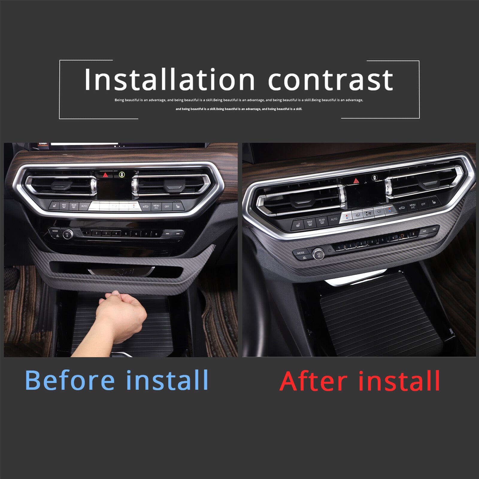 Matte carbon fiber center console volume control trim for X3, X3M, X4, X4M (2022-23) n