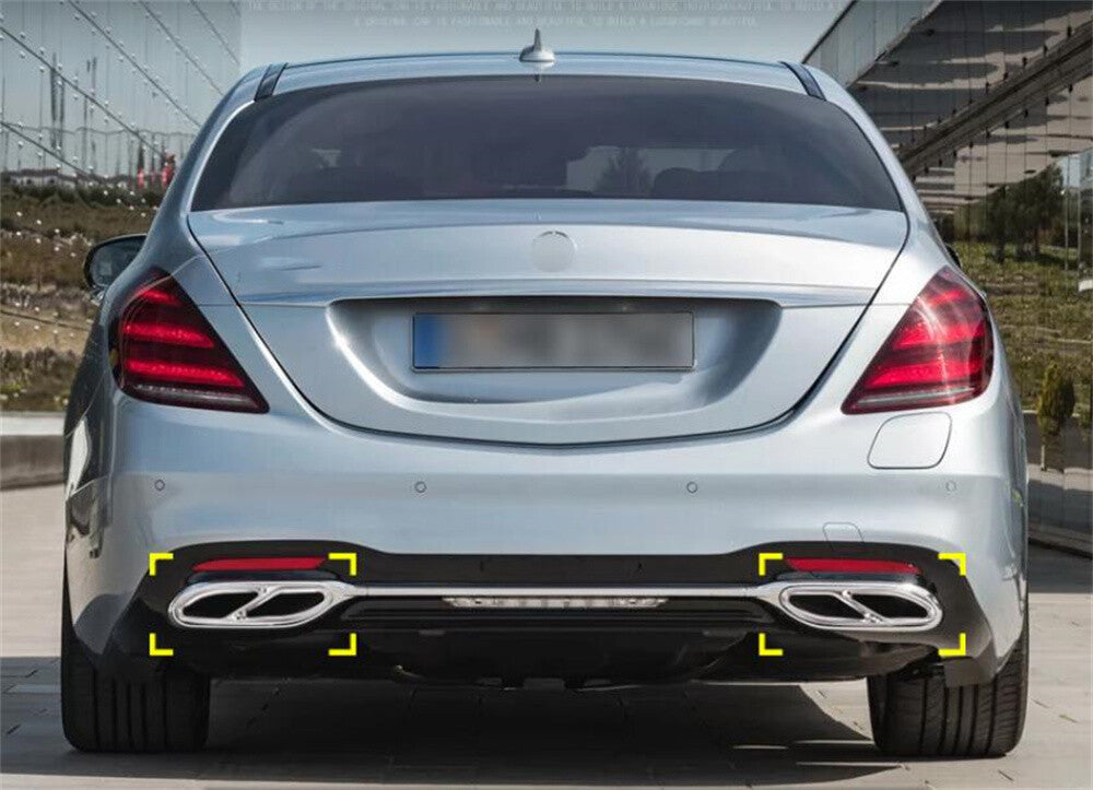Steel Silver Exhaust Muffler Tail Pipe Trim for Mercedes-Benz S Class W222 2018+