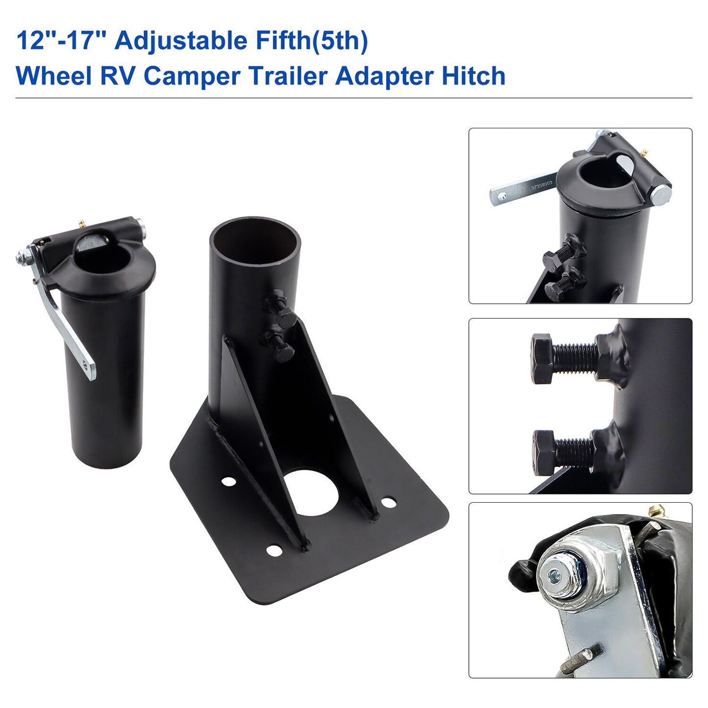 12-17 inch adjustable fifth (5th) wheel for campervan/RV adapters to hang on gooseneck Q