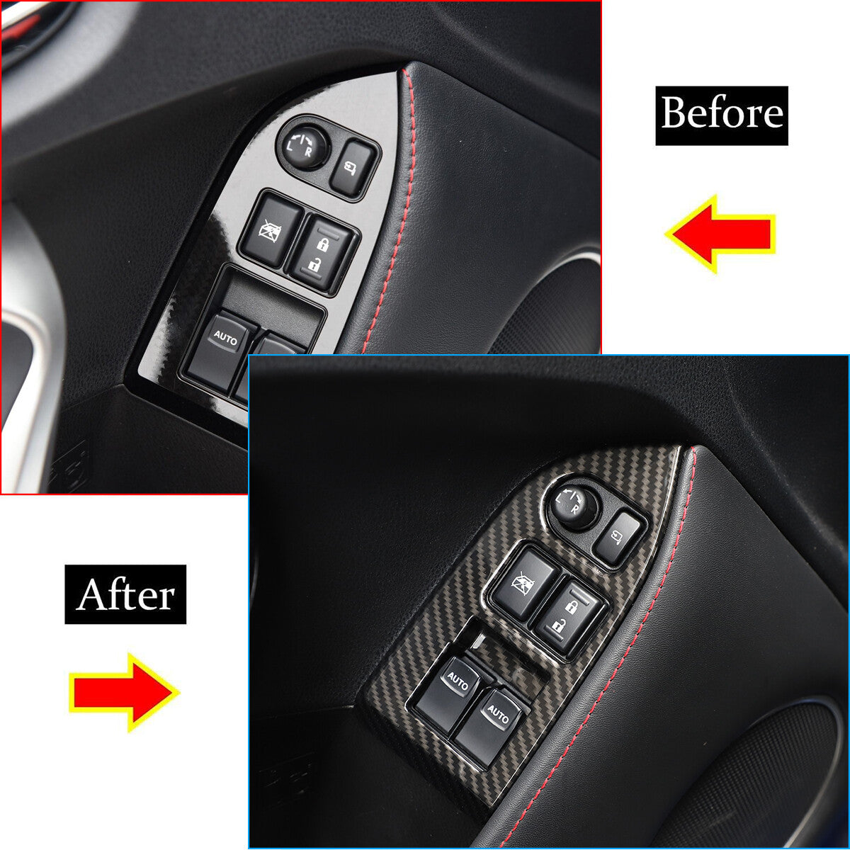 Carbon fiber window switch button cover trim for Subaru BRZ and 86 (2016-2021) n