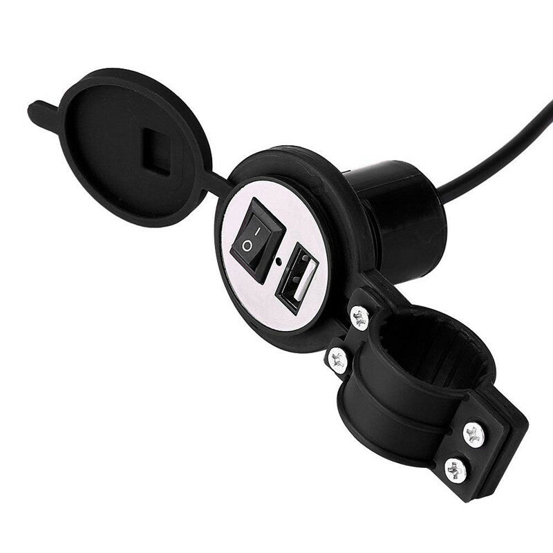 Universal Motorcycle Bike ATV Switch Cell Phone GPS Mount Holder USB Charger Kit