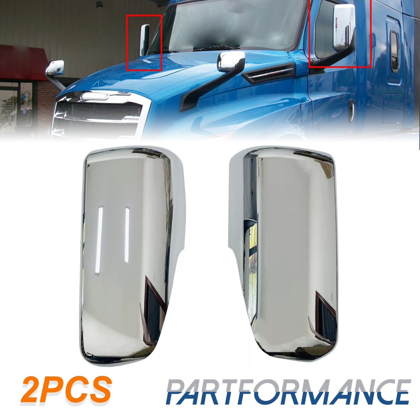For 2018 - 2023 for Freightliner Cascadia One pair of for CHRome door mirror covers left and right - v