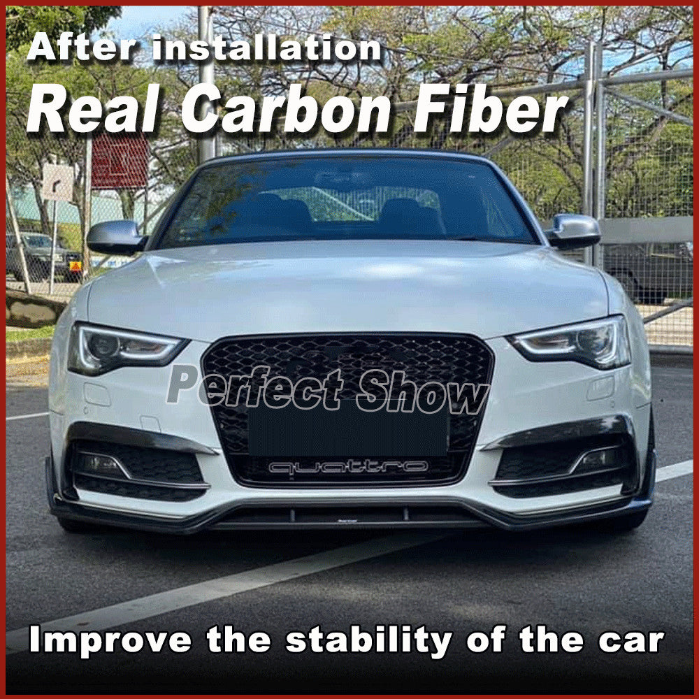 Fit for Audi A5 Sline S5 12-16 Fog Light Lamp Canards Splitter Fins Cover Carbon