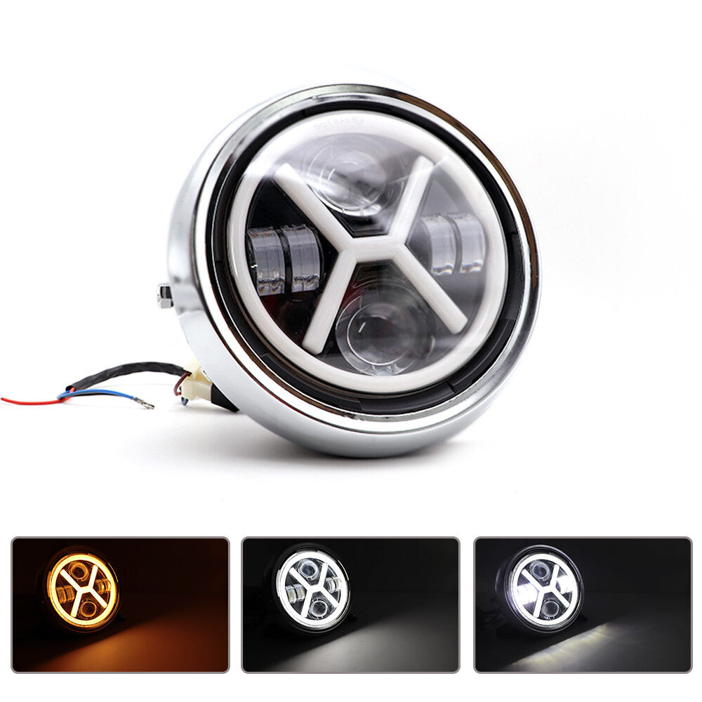 7LED Headlight High Low Beam DRL for Honda Cafer Racer Chopper Bobber Custom Q