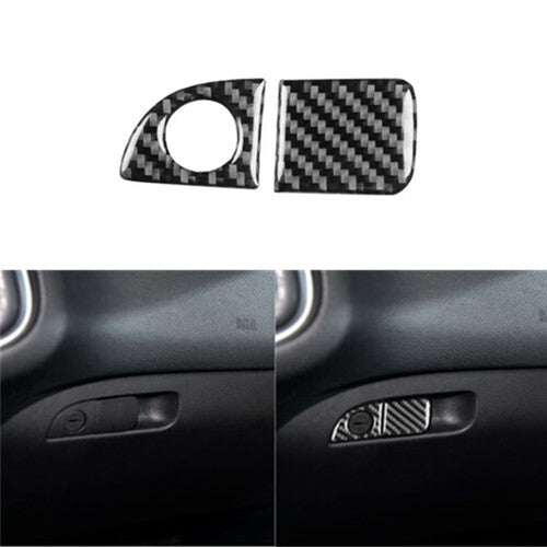 2Pcs Front Passenger Storage Trim Cover Carbon Fiber for Dodge Charger 2015-2021