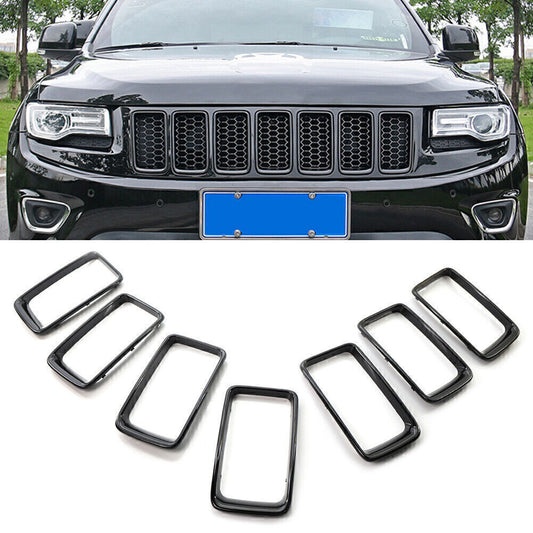 Front Grille Grill Inserted Ring Trim Cover Black for Jeep Grand Cherokee 14-16