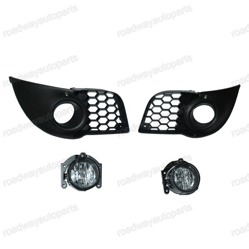 Bumper Fog Lights Lamps w/Cover Trim for Mitsubishi Lancer Sportback 2007-2014