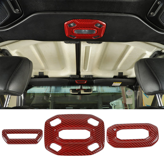 for Jeep for Wrangler JL 2018-2022 Red Carbon Fiber Grain Reading Light Cover Trim